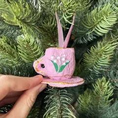 ティーカップ型 クリスマスオーナメント ピンクのサムネイル