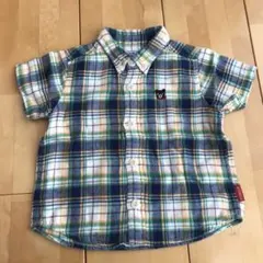 美品　ミキハウス DOUBLE.B チェックシャツ 半袖　80cm