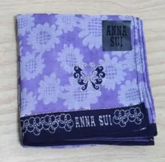 【未使用】アナスイ　ハンカチ　ひまわり柄　バタフライ　紫
