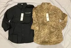 2枚　ジーユー　gu シャツ　メンズ　長袖　7分　ミリタリー　大型店限定品　半袖