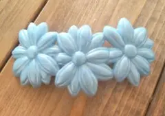 アンティーク バレッタ 昭和 レトロ 花 夏 水色 ヴィンテージ