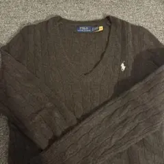Polo Ralph Lauren ダークブラウン Vネックカシミヤ セーター