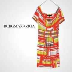 BCBGMAXAZRIA 半袖 ドレープネック ひざ丈 ワンピース とろみ感のサムネイル