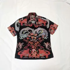 Komodo】希少90sドラゴン柄レーヨン生地ハンドメイド・アロハシャツ 