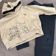 恐竜刺繍　裏起毛パーカー パンツセット110cm