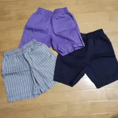 ハーフパンツ3点セット（紫・ストライプ・黒）