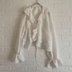 リリーブラウン【F】ホワイトフリルバルーン袖シャツ 美品