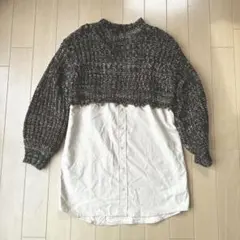MURUA ドッキングニットレイヤードシャツ