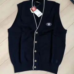 ウィルソン ニットベスト ウール100% ネイビー