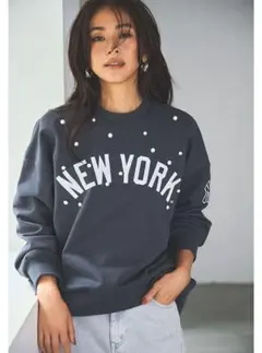 【CADUNE】 <MLB別注>パールスウェット チャコール