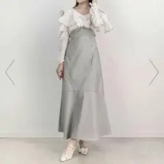 RANDA 2WAY オープンラッフルショルダー ワンピース グレー