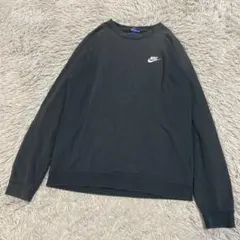 NIKE ナイキ ワンポイント ロゴ刺繍 スウェット トレーナー 紺タグ復刻　黒