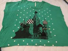 半袖Tシャツ グリーン 星柄 ビジューキラキラ☆ クワハラスナオ ゆったりサイズのサムネイル