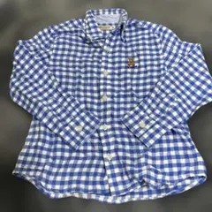 ミキハウス 長袖シャツ 120cm チェック柄 青 ブルー
