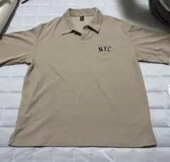 SHEIN NYC刺繍ポロシャツ L ベージュ