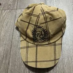 チェック柄 ベージュキャップ