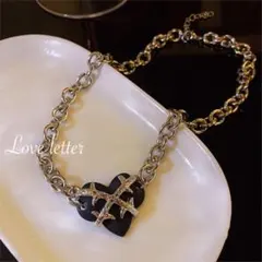No.926 ブラックハートチョーカーネックレス 韓国 地雷 パンク 量産型