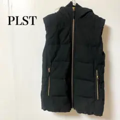 プラステ　ダウンベスト　ブラック　レディース　ファー付きタヌキ　綿100%