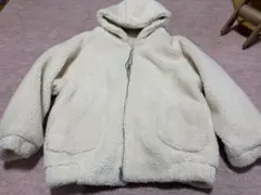 クリーム色 ボア　フリースジャケット Mサイズ