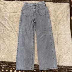 kutir ワイドストレートデニム　ライトグレー　L（汚れあり）