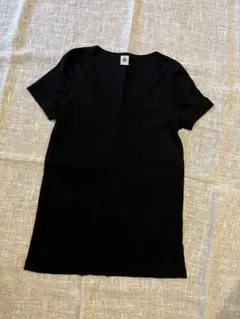 PETIT BATEAU プチバトー Vネック 半袖 Tシャツ 黒のサムネイル