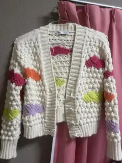 ZARA カラフル編み込みカーディガン