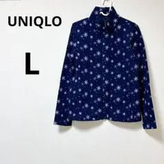 【UNIQLO ユニクロ】ネイビー 雪の結晶 フリースジャケット L