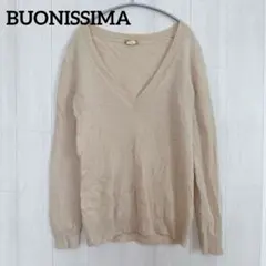 ジェイクルー ニット Vネック M ベージュ 高級カシミヤBUONISSIMAのサムネイル