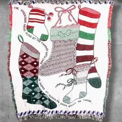 BOHS クリスマス ラグ マット 古着 ソックス 靴下 手編み 毛糸