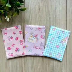ハンドメイド　ユニコーン　３枚セット　ミニサイズポケットティッシュケース