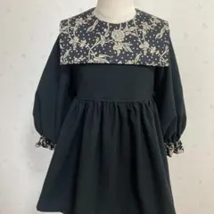 マロリーブラック　セーラーカラー　キッズワンピース　ハンドメイド