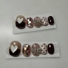 現品ハートリボンデザイン ジェルネイル