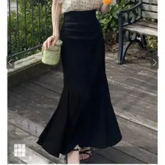 マーメイドフレアスカート ブラック ［gc60］