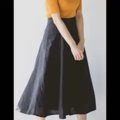 新品　apart by lowrys 麻混キリカエフレアスカート　L