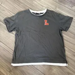 キッズ レイヤード風 Tシャツ グレー Lワッペンのサムネイル