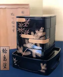 ⭕AB02 美品 三段食籠 鈴木睦美 漆器 高さ25cm 共箱 輪島塗 鈴木表朔 ⭕AB02 美品 三段食籠 鈴木睦美 漆器 高さ25cm 共箱 輪島塗 鈴木表朔
