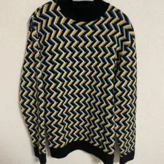 完全美品 ZARA ジグザグパターン タートルネックニット
