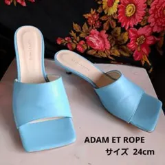 ADAM ET ROPE スクエアトゥサンダル ローヒール