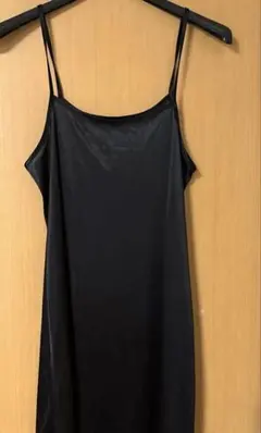 スリップロングブラック　レディースキャミソール　スリップブラックロングサテン