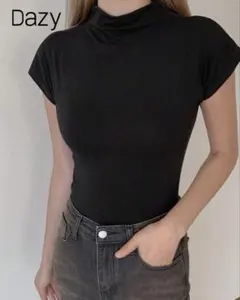 SHEIN DAZY ハイネックフィットTシャツ ブラック S