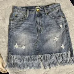 ロデオクラウンズ★デニムダメージミニスカートSサイズデニムスカートF