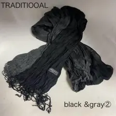 シャーリングストール 縦切替柄 マフラー カジュアル 男女兼用 ブラック②