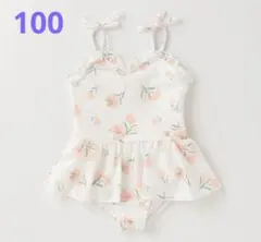 ☆【新品タグ付き】petit main 花柄ペプラムワンピース 水着☆100