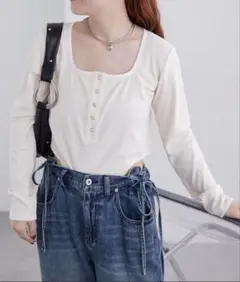 mystic/配色スクエアカットソー