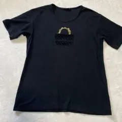 インゲボルグ　半袖Tシャツ ブラック　キルティングバッグ柄　サイズL