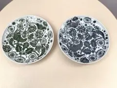 訳あり: 東屋　印判小皿カッコー　黒呉須　緑彩　二枚セット　scopeのサムネイル