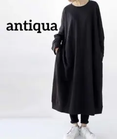 antiqua アンティカ ミニ裏毛ワンピース ブラック