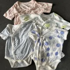 50-60cm 肌着 4枚セット 青水玉 さくらんぼ コンビ肌着 ボディスーツ
