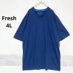 Fresh Tシャツ 半袖 ネイビー Vネック 無地 4L デイリー i826のサムネイル