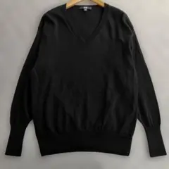 【訳あり】ユニクロ エクストラファインメリノ Vネックセーター ブラック M
